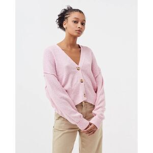 Free people Found My Friend V-Neck Button Cropped Sweater Pink XS #779